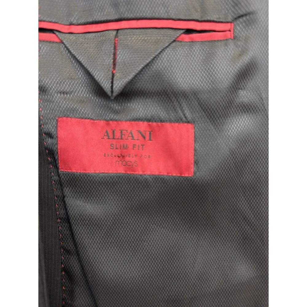 Alfani Blazer Mens 40L Slim Fit Wool Pinstripe Black‎ Suit Jacket Sport Coat
